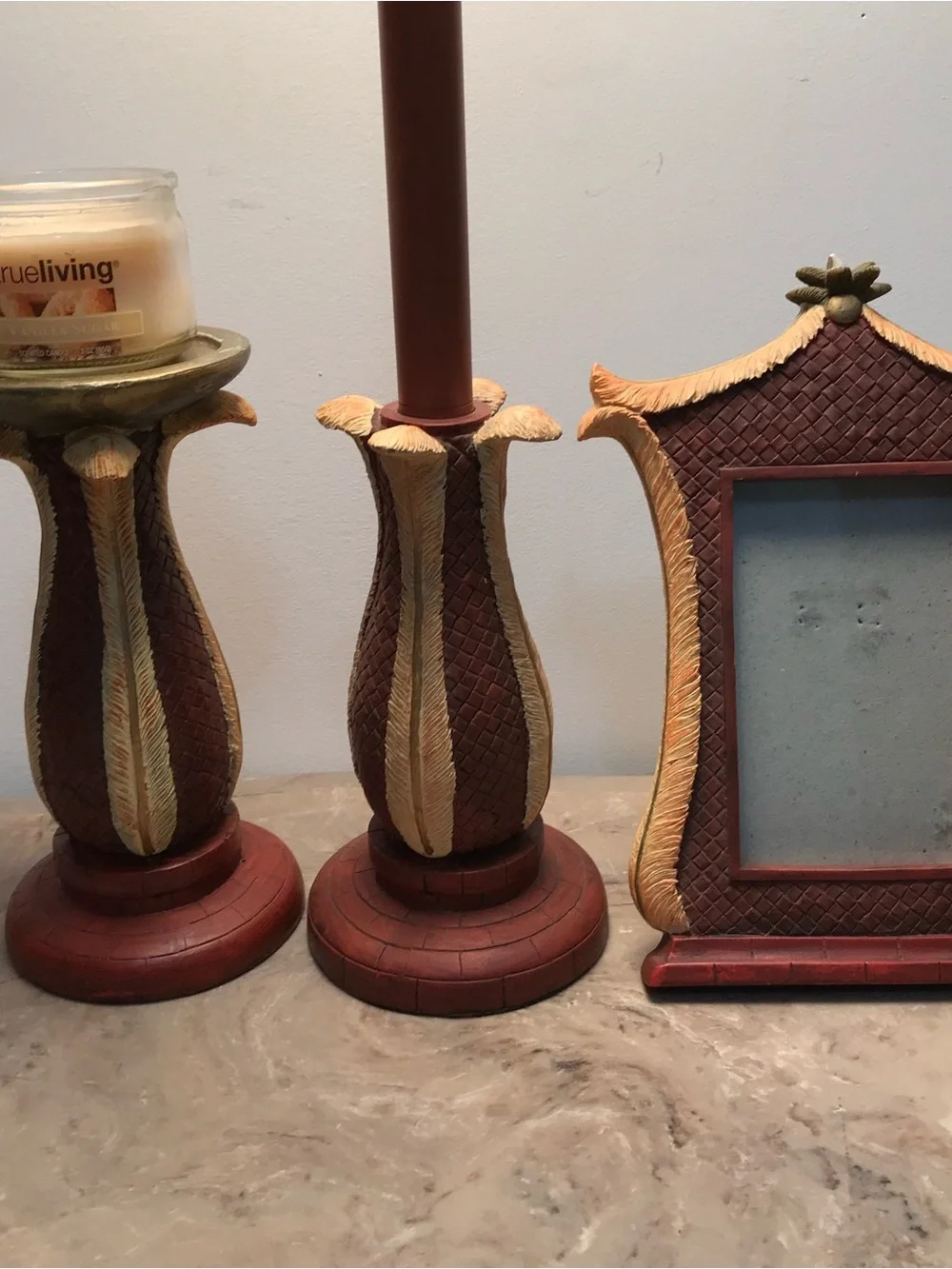 VTG Resin Lamp Pillar Candleholder & Picture Frame